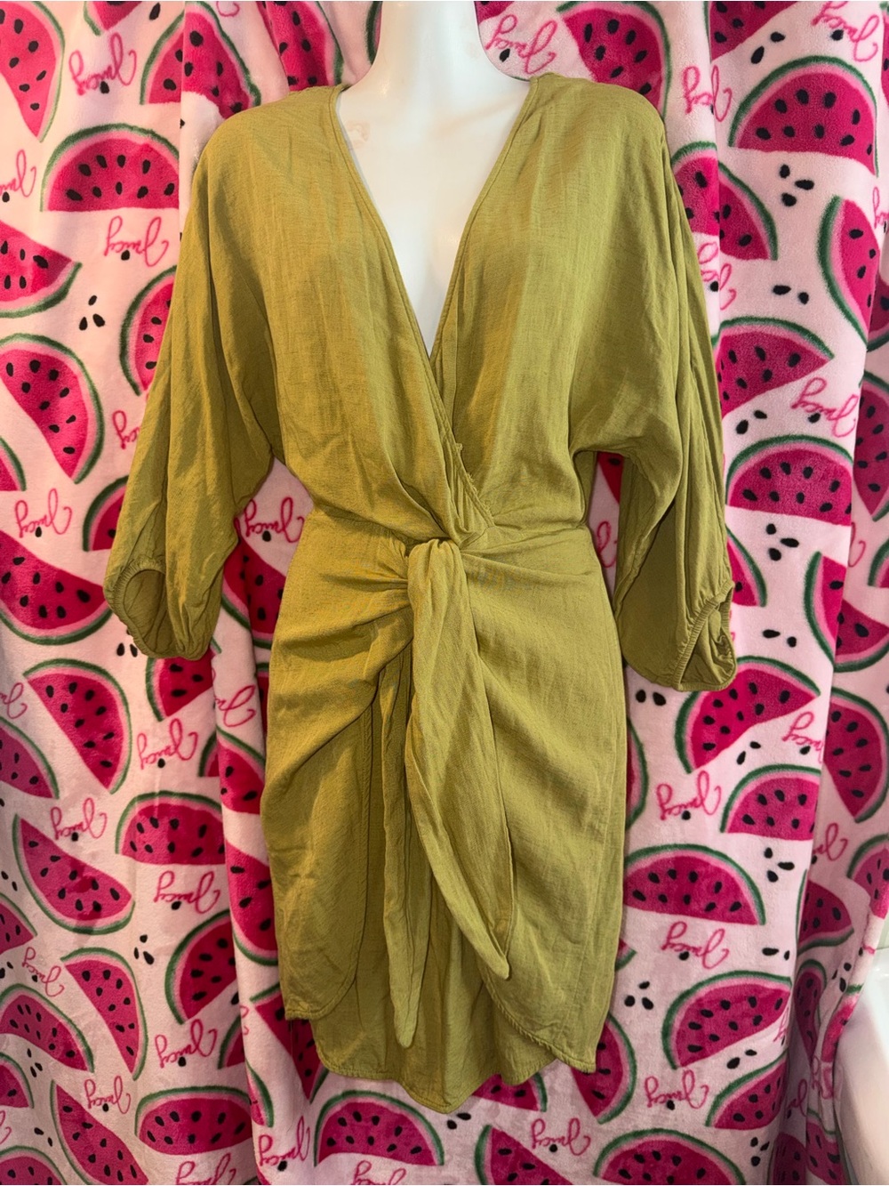 💚 Anthropologie Tie-Waist Mini Dress